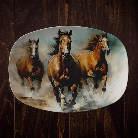Horse Serving Platter - Farmhouse Dinnerware, Farmhouse Table Decor, 10x14 Inch - Picture 5 of 6
